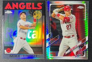 Mike Trout 2-Card Refractor Los Angeles Angels Baseball Card Lot