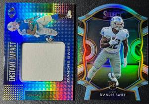 DeAndre Swift 2-Card 2020 Jersey & Light Blue Parallel Rookie Football Card Lot