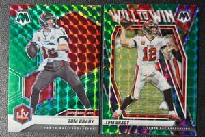 Tom Brady 2-Card 2021 Mosaic Green Tampa Bay Buccaneers Football Card Lot