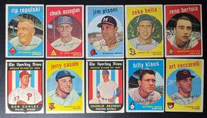 1959 Topps 10-Card Vintage Baseball Card Lot
