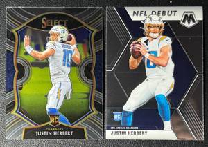 Justin Herbert 2-Card Rookie Football Card Lot