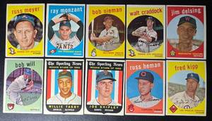 1959 Topps 10-Card Vintage Baseball Card Lot (2)