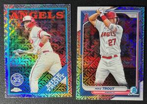 Mike Trout 2-Card Refractor Mojo Los Angeles Angels Baseball Card Lot