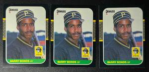 Barry Bonds 3-Card 1987 Donruss Rookie Baseball Card Lot