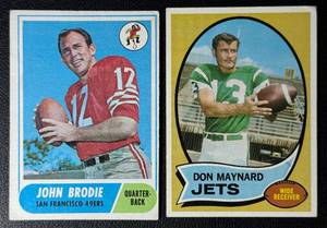 2-Card Vintage John Brodie & Don Maynard Football Card Lot
