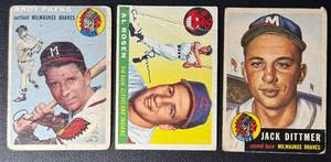 1950s 3-Card Vintage Baseball Card Lot