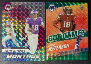 Justin Jefferson 2-Card Mosaic Parallel Minnesota Vikings Football Card Lot