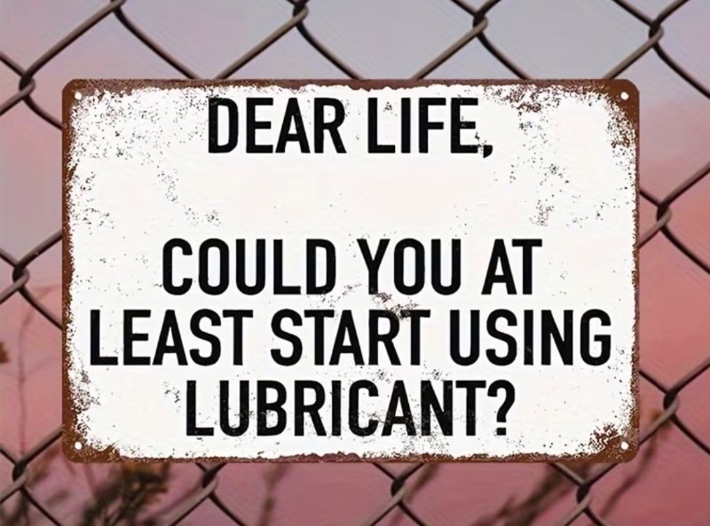 Dear Life, Could you at Least Start Using Lube 8 x 12 Metal Sign - Brand New