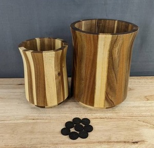 2 Waden Kitchens Utensil Holders - Small & Large Striped Wood - Brand New
