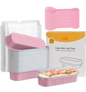 LNYZQUS 6.8oz Mini Loaf Pans with Lids and Spoons - 25 Pack - Brand New