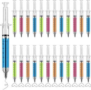 Syringe Medical Theme Black Ink Pen Set, 48-Pack, Neon Colors - Brand New