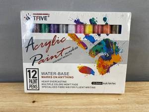 TFIVE Paint Markers, 12 Water-Based Acrylic Paint Pens - Brand New
