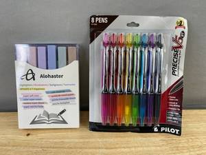 Pilot Precise V5 RT 8 Pens & Alohaster Highlighters 6-Pack - Brand New