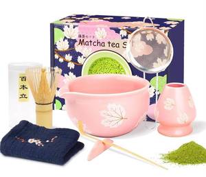 Matcha Set 8-Piece Ceramic Bowl & Bamboo Whisk Kit with Sifter & Tea Towel - Brand New