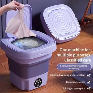 Purple Portable Folding Washing Machine - 8L Capacity - Brand New