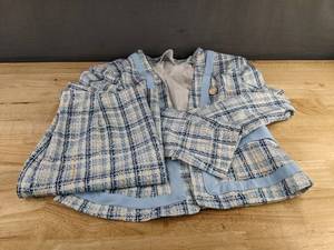 Blue Plaid Jacket & Skirt Set - Womens Size M - Brand New