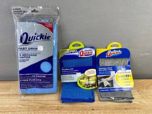 6 Quickie Fast Drying Microfiber Cloths - Homepro Quickie Microfiber Cloth - Quickie Stainless Steel Cloth - Brand New A
