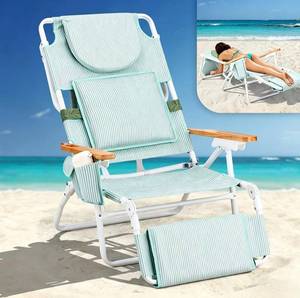 VINGLI Deluxe 3-in-1 Beach Chair with Cup Holder & Foot Rest - Green - Brand New