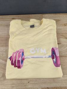 Yellow Gym Print Mens Size Medium T-Shirt - Brand New