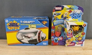 DC Super Powers T-Craft Mister Terrific Hi-Tech Vehicle & Marvel Wolverine Aqua Armor Hydro Pods - Brand New A