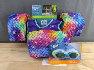 Speedo Splash Jammer - Kids Floating Device 33-35 lbs and Speedo Goggles Youth Age 6-14 - Brand New A