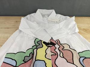 OSHOPLIVE Womens White Button-Up Top - 34 Sleeves - Size XL - Brand New