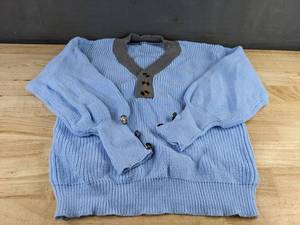 Light Blue U-Neck Sweater Womens Size Medium - Brand New