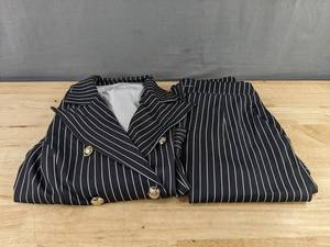 Jacket & Pants Set - Black & White Pinstripe Womens Size Medium - Brand New