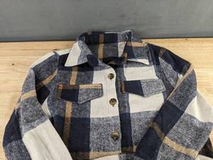 Shacket Plaid Flannel - Womens Size Small - Blue, Brown & White - Brand New