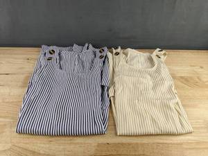 2 Sleeveless Stripe Dresses - Blue Stripe & Yellow Stripe Womens Size XL - Brand New