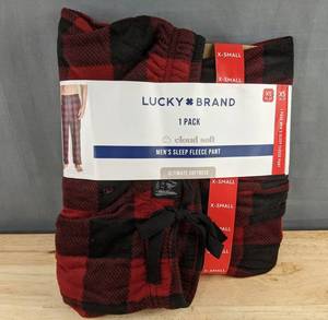 Lucky Brand Mens Sleep Fleece Pant Size XS Red & Black - Brand New