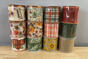 12 Perfect Harvest Decorative Ribbon Spools 2.5 in x 9 ft - Brand New