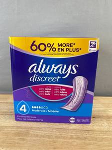 108 Always Discreet Pads - Moderate Absorbency 4 - Brand New