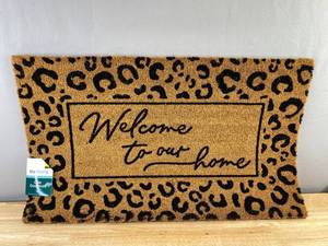 True Living Coir Doormat - Leopard Print - Welcome to our Home - 18 x 30 - Brand New