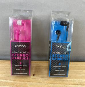 2 Vibe Sound Comfort Plus Stereo Earbuds - Brand New