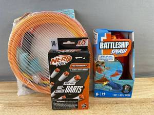 Sun Squad Swim Rings - 75 Hasbro Nerf Pro Half-Length Darts - Battleship Splash Water Toy - Brand New A
