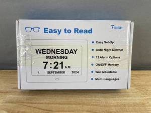 Wednesday Morning 7-Inch Digital Calendar Clock - Brand New
