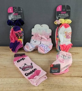 12 Pairs Girls No-Show Socks & Hair Accessories, 12 Pairs Infant Anklet Socks, Womens Gripper Socks - Brand New