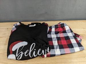 Womens Pajama Set Believe Long Sleeve Top & Elastic Waist Pants Size XL - Brand New