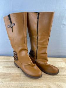 Brown Dress Boots - Side Zip & Buckle Womens Size 8 - Brand New