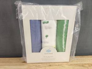 3 Cloud Island Muslin Blankets 47x47 in - Brand New A