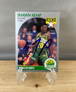 Shawn Kemp Autographed 1990 Hoops NBA Seattle Super Sonics Rookie Basketball Card I