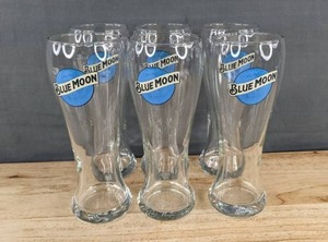 Blue Moon 16 oz Pint Glasses, 6 Total - Brand New X