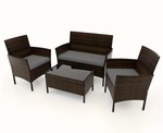 4 Piece Outdoor Patio Furniture Set with Gray Cushions and Tempered Glass Coffee Table, $799 Retail - Brand New