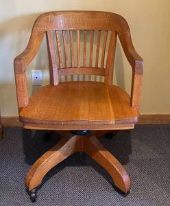 LL - Oak Desk Chair - Reclines & Swivels