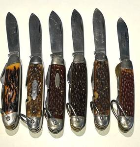 LL - Camillus Jigged-Bone Pocket Knives (Lot of 6) - 3.5 in Closed