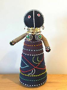ULB - Ndebele Ceremonial Doll - Handcrafted Fabric with Beadwork, 13 in tall, South Africa