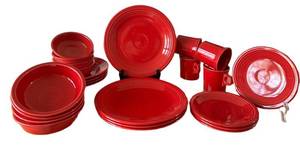 LR - Homer Laughlin Fiesta Scarlet Red Dinnerware Set