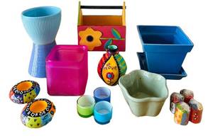 ULB - Assorted Colorful Ceramic Planters & Vases - 6 in High Flower Basket