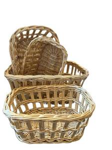 LR - Baskets (Lot of 3) 7 x 16 in Largest Nesting Wicker Baskets